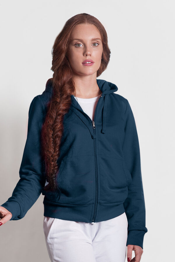 Felpa Donna Cappuccio Zip 70/30% Cot/Pol 280 gr/m2 Nero S